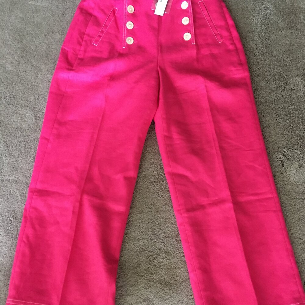 J.Crew pink sailor pant in stretch linen NWT size 8